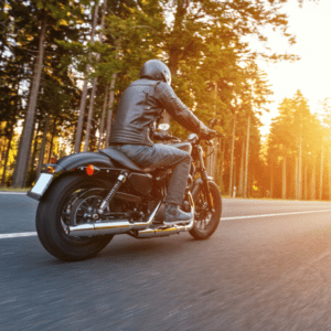 back view of motorcycle driver