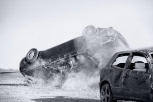 Aftermath of a rollover car accident
